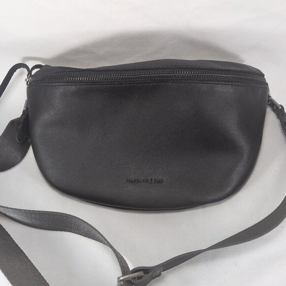 Harbour 2nd Black Ash Genuine Leather Guitar Strap Large Belt Bag Fanny Pack - Picture 1 of 12